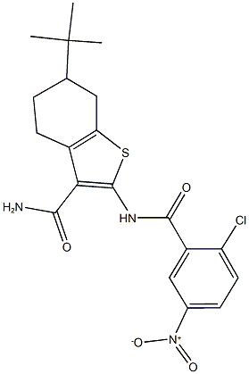 6-tert-butyl-2-({2-chloro-5-nitrobenzoyl}amino)-4,5,6,7-tetrahydro-1-benzothiophene-3-carboxamide Structure