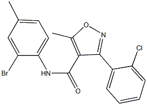 N-(2-bromo-4-methylphenyl)-3-(2-chlorophenyl)-5-methyl-4-isoxazolecarboxamide 化学構造式