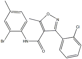 N-(2-bromo-4-methylphenyl)-3-(2-chlorophenyl)-5-methyl-4-isoxazolecarboxamide Struktur