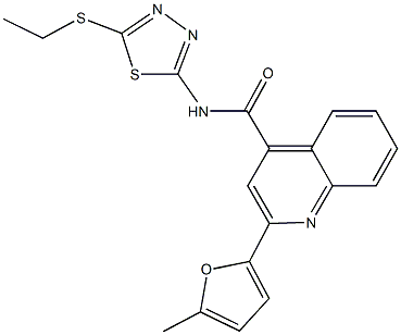 N-[5-(ethylthio)-1,3,4-thiadiazol-2-yl]-2-(5-methyl-2-furyl)-4-quinolinecarboxamide 化学構造式