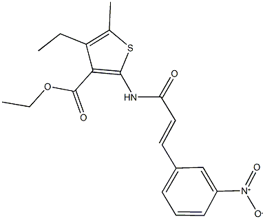 ethyl 4-ethyl-2-[(3-{3-nitrophenyl}acryloyl)amino]-5-methyl-3-thiophenecarboxylate 结构式