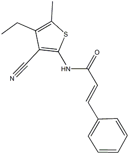 N-(3-cyano-4-ethyl-5-methyl-2-thienyl)-3-phenylacrylamide Struktur