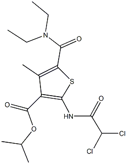 isopropyl 2-[(dichloroacetyl)amino]-5-[(diethylamino)carbonyl]-4-methyl-3-thiophenecarboxylate Structure