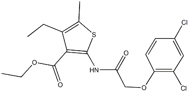 ethyl 2-{[(2,4-dichlorophenoxy)acetyl]amino}-4-ethyl-5-methyl-3-thiophenecarboxylate,541542-23-8,结构式