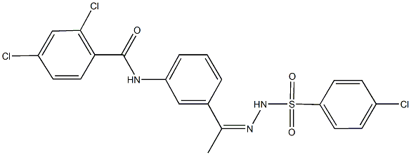 2,4-dichloro-N-(3-{N-[(4-chlorophenyl)sulfonyl]ethanehydrazonoyl}phenyl)benzamide Struktur