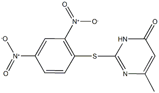 2-({2,4-bisnitrophenyl}sulfanyl)-6-methyl-4(3H)-pyrimidinone Struktur