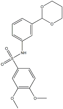 N-[3-(1,3-dioxan-2-yl)phenyl]-3,4-dimethoxybenzenesulfonamide 化学構造式