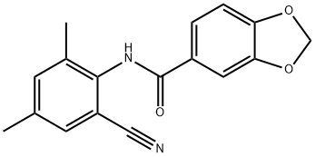 N-(2-cyano-4,6-dimethylphenyl)-1,3-benzodioxole-5-carboxamide 结构式