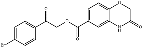 2-(4-bromophenyl)-2-oxoethyl 3-oxo-3,4-dihydro-2H-1,4-benzoxazine-6-carboxylate 结构式