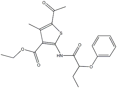 ethyl 5-acetyl-4-methyl-2-[(2-phenoxybutanoyl)amino]-3-thiophenecarboxylate Structure