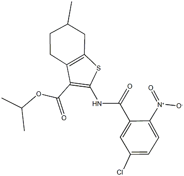 isopropyl 2-({5-chloro-2-nitrobenzoyl}amino)-6-methyl-4,5,6,7-tetrahydro-1-benzothiophene-3-carboxylate Structure