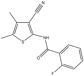 N-(3-cyano-4,5-dimethyl-2-thienyl)-2-fluorobenzamide 化学構造式