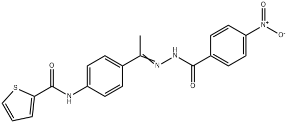 N-[4-(N-{4-nitrobenzoyl}ethanehydrazonoyl)phenyl]-2-thiophenecarboxamide Structure