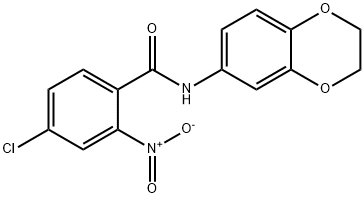 4-chloro-N-(2,3-dihydro-1,4-benzodioxin-6-yl)-2-nitrobenzamide 结构式