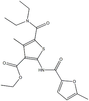 ethyl 5-[(diethylamino)carbonyl]-4-methyl-2-[(5-methyl-2-furoyl)amino]-3-thiophenecarboxylate,544426-80-4,结构式