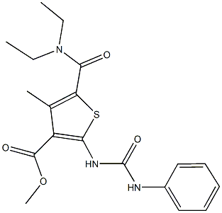 methyl 2-[(anilinocarbonyl)amino]-5-[(diethylamino)carbonyl]-4-methyl-3-thiophenecarboxylate 化学構造式