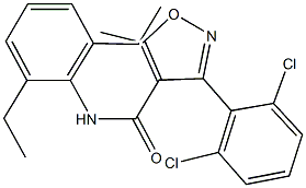 3-(2,6-dichlorophenyl)-N-(2,6-diethylphenyl)-5-methyl-4-isoxazolecarboxamide 化学構造式
