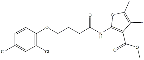 methyl 2-{[4-(2,4-dichlorophenoxy)butanoyl]amino}-4,5-dimethyl-3-thiophenecarboxylate Struktur