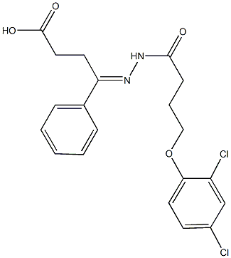 4-{[4-(2,4-dichlorophenoxy)butanoyl]hydrazono}-4-phenylbutanoic acid 化学構造式