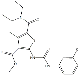 methyl 2-{[(3-chloroanilino)carbonyl]amino}-5-[(diethylamino)carbonyl]-4-methyl-3-thiophenecarboxylate Struktur