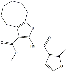 methyl 2-[(2-methyl-3-furoyl)amino]-4,5,6,7,8,9-hexahydrocycloocta[b]thiophene-3-carboxylate 结构式