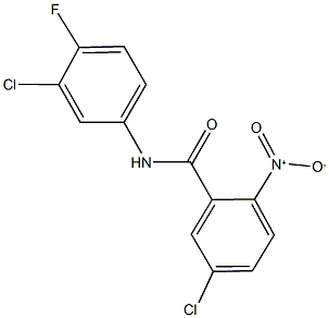 5-chloro-N-(3-chloro-4-fluorophenyl)-2-nitrobenzamide 结构式