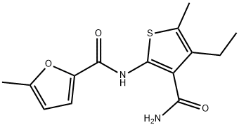 N-[3-(aminocarbonyl)-4-ethyl-5-methyl-2-thienyl]-5-methyl-2-furamide Struktur