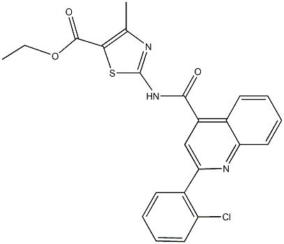 ethyl 2-({[2-(2-chlorophenyl)-4-quinolinyl]carbonyl}amino)-4-methyl-1,3-thiazole-5-carboxylate Structure