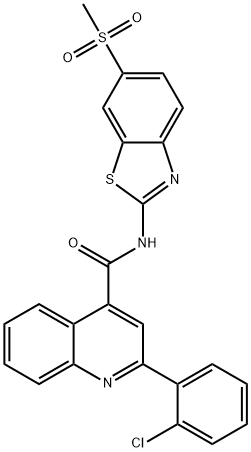 2-(2-chlorophenyl)-N-[6-(methylsulfonyl)-1,3-benzothiazol-2-yl]-4-quinolinecarboxamide,544697-65-6,结构式