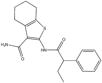 2-[(2-phenylbutanoyl)amino]-4,5,6,7-tetrahydro-1-benzothiophene-3-carboxamide Structure