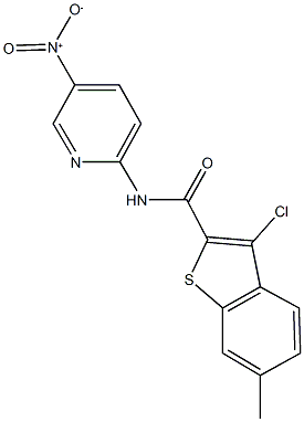 3-chloro-N-{5-nitro-2-pyridinyl}-6-methyl-1-benzothiophene-2-carboxamide 化学構造式