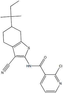 2-chloro-N-(3-cyano-6-tert-pentyl-4,5,6,7-tetrahydro-1-benzothien-2-yl)nicotinamide,544701-57-7,结构式