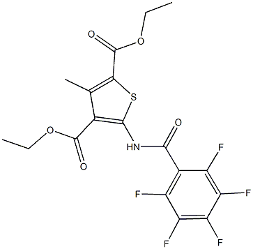 diethyl 3-methyl-5-[(2,3,4,5,6-pentafluorobenzoyl)amino]-2,4-thiophenedicarboxylate 化学構造式