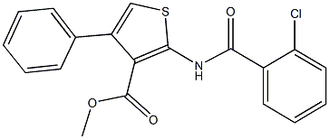methyl 2-[(2-chlorobenzoyl)amino]-4-phenyl-3-thiophenecarboxylate,545356-02-3,结构式
