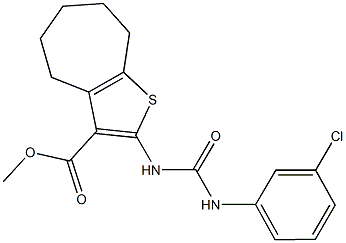 methyl 2-{[(3-chloroanilino)carbonyl]amino}-5,6,7,8-tetrahydro-4H-cyclohepta[b]thiophene-3-carboxylate Struktur