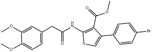 methyl 4-(4-bromophenyl)-2-{[(3,4-dimethoxyphenyl)acetyl]amino}-3-thiophenecarboxylate 化学構造式