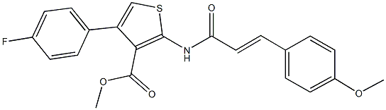 methyl 4-(4-fluorophenyl)-2-{[3-(4-methoxyphenyl)acryloyl]amino}-3-thiophenecarboxylate Struktur
