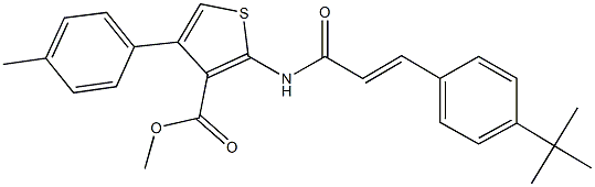 methyl 2-{[3-(4-tert-butylphenyl)acryloyl]amino}-4-(4-methylphenyl)-3-thiophenecarboxylate Struktur