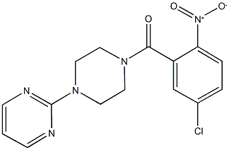 2-(4-{5-chloro-2-nitrobenzoyl}-1-piperazinyl)pyrimidine 化学構造式