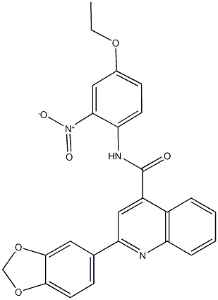 2-(1,3-benzodioxol-5-yl)-N-{4-ethoxy-2-nitrophenyl}-4-quinolinecarboxamide 结构式