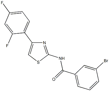 3-bromo-N-[4-(2,4-difluorophenyl)-1,3-thiazol-2-yl]benzamide 结构式