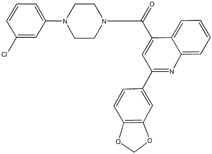 2-(1,3-benzodioxol-5-yl)-4-{[4-(3-chlorophenyl)-1-piperazinyl]carbonyl}quinoline Structure