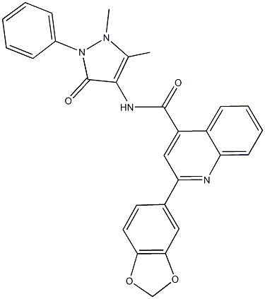 2-(1,3-benzodioxol-5-yl)-N-(1,5-dimethyl-3-oxo-2-phenyl-2,3-dihydro-1H-pyrazol-4-yl)-4-quinolinecarboxamide Structure