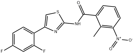 N-[4-(2,4-difluorophenyl)-1,3-thiazol-2-yl]-3-nitro-2-methylbenzamide 化学構造式