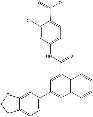 2-(1,3-benzodioxol-5-yl)-N-{3-chloro-4-nitrophenyl}-4-quinolinecarboxamide Struktur