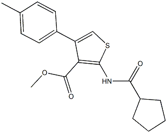 methyl 2-[(cyclopentylcarbonyl)amino]-4-(4-methylphenyl)-3-thiophenecarboxylate 化学構造式