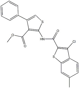 methyl 2-{[(3-chloro-6-methyl-1-benzothien-2-yl)carbonyl]amino}-4-phenyl-3-thiophenecarboxylate,547707-07-3,结构式