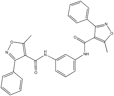 5-methyl-N-(3-{[(5-methyl-3-phenyl-4-isoxazolyl)carbonyl]amino}phenyl)-3-phenyl-4-isoxazolecarboxamide Struktur