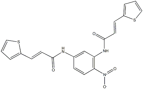 N-(2-nitro-5-{[3-(2-thienyl)acryloyl]amino}phenyl)-3-(2-thienyl)acrylamide 化学構造式