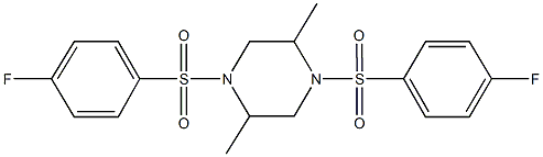 1,4-bis[(4-fluorophenyl)sulfonyl]-2,5-dimethylpiperazine Struktur